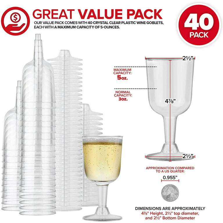 Stackable Premium Quality Plastic 8oz Wine Glass - Set of 8