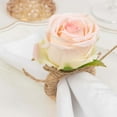 thumbnail image 2 of Efavormart 4 Pack Blush Silk Rose Flower Wooden Napkin Rings, Rustic Boho Chic Floral Napkin Holders - 4", 2 of 11