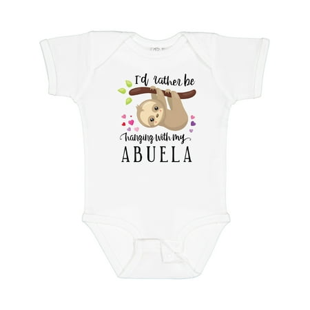 

Inktastic Sloth I d Rather Be Hanging with Abuela Gift Baby Boy or Baby Girl Bodysuit