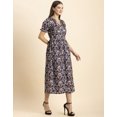 thumbnail image 3 of Moomaya Womens Printed Front Slit Dress, Puffed Sleeves, Styles Back Ties Midi Dress, 3 of 8