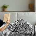 thumbnail image 3 of Black and White Soft Flannel Fleece Blanket, Hand Drawn Greek Scene with Giant Eagle Woodcut Monochromatic Sketch, Cozy Plush for Indoor and Outdoor Use, 50" x 60", White and Black, by Ambesonne, 3 of 5