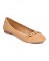 Toffee Qupid Women Faux Suede Round Toe Loop Band Ballet Flat FF08