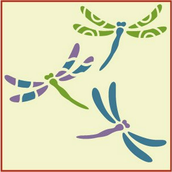 Dragonfly Stencil Set - Set of 3, Japanese Asian Oriental Chinese Reusable Sturdy Flexible Template 10 mil Plastic Mylar Wall Flower Tree Stencils Craft Painting Wall Stencils - The Artful Stencil
