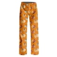 thumbnail image 5 of Women's Halloween Pajama Pants Loose Fit Sleep Bottoms with Print for Women Men, Cozy Casual Lounge Sleepwear for Home Saffron S, 5 of 5