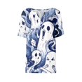 thumbnail image 6 of Halloween Shirt Womens Patterns Halloween Party T Shirt V Neck Short Sleeve Navy 2XL, 6 of 7