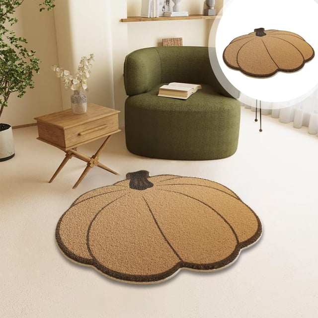 Uklsqma Halloween Pumpkin Carpet Mat | Non-Slip Rubber Backing | 23.6X23.6 Inch Polyester Floor Rug | Water Absorbent, Machine Washable | Ideal for Living Room, Bathroom, Kids’ Playroom, Bedroom