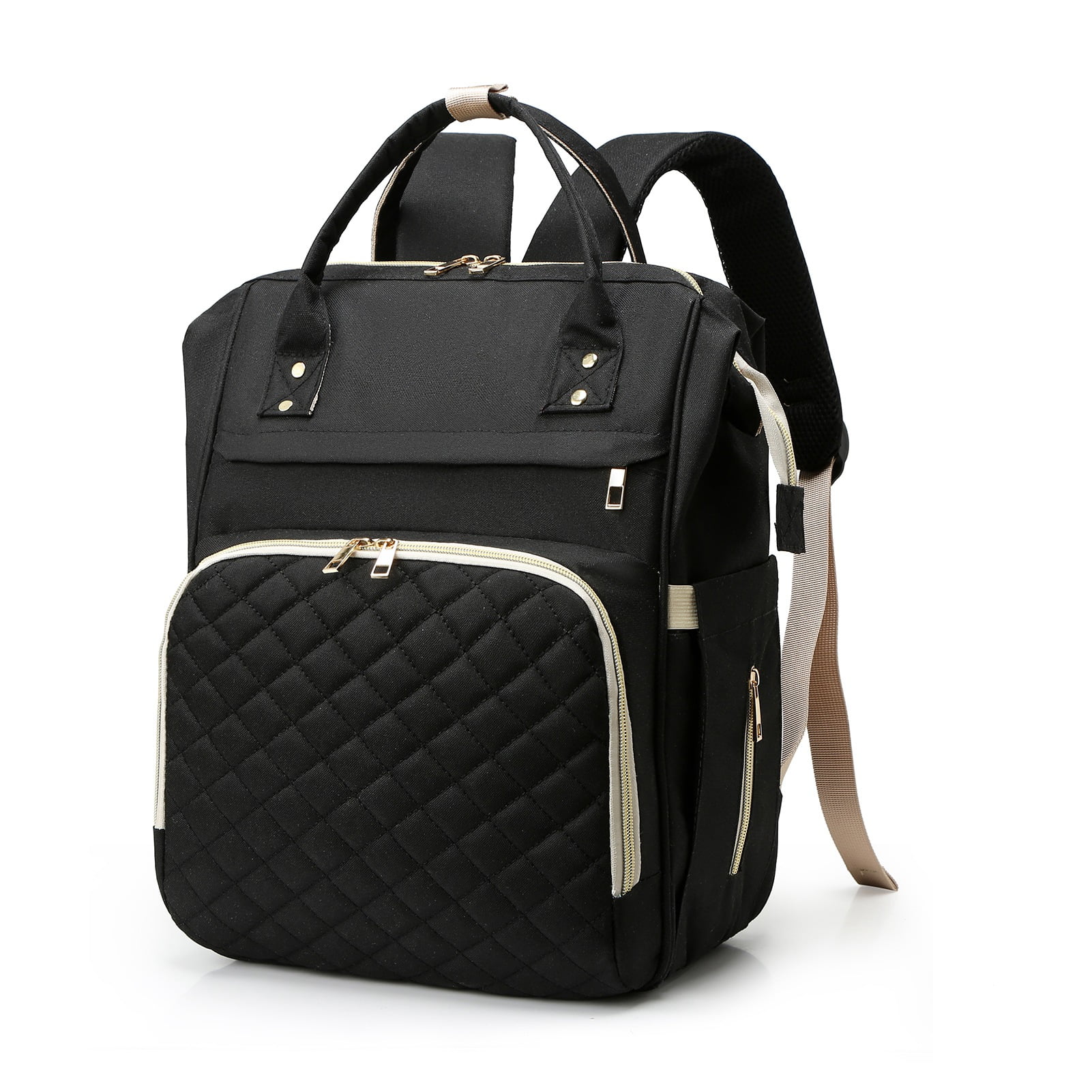 Nieyigj Diaper Bag Backpack for Women, Large Capacity Waterproof Travel Baby Bag with USB Charging Port & Insulated Pockets, Black / 18.1 x 14.2 x 1.6 inches / 46 x 36 x 4 cm