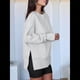 thumbnail image 5 of Sudaderas Oversize para Mujer, Cuello Redondo, Larga, Informales, Holgadas, con Aberturas, para Otoño Gris M, 5 of 9