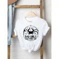 thumbnail image 1 of Disney-Camiseta estampada de manga corta para mujer, camiseta informal con dibujo de bruja, cara divertida y encantadora, 1 of 1