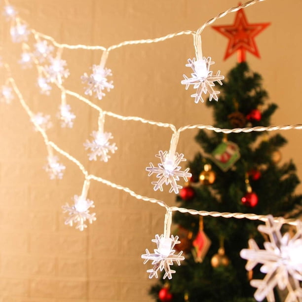 Copo De Nieve De Navidad 10 Pies 20 Led Copos De Nieve Con Pilas Luces De Cadena Luces De Hadas De Invierno Decoración De Navidad Methold HA045590-03