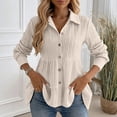 thumbnail image 4 of ClodeEU Womens Long Sleeve Collar Button Peplum Shirts Tops,Cute Trendy Tunic Blouses Beige,Womens Plus M, 4 of 6