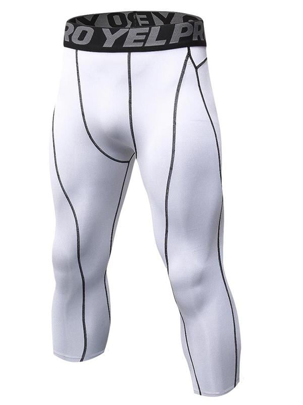 Mens Compression 3/4 Capri Shorts Baselayer Cool Dry Sports Tights Workout Pants 