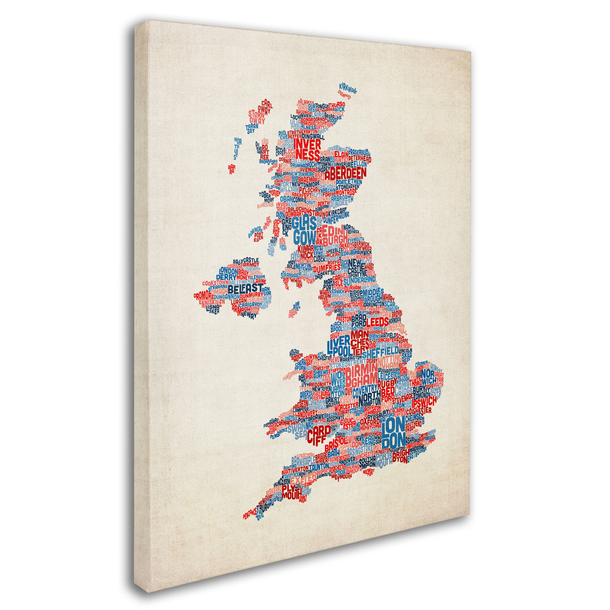 Trademark Art 'UK Cities Text Map 2' Canvas Art by Michael Tompsett
