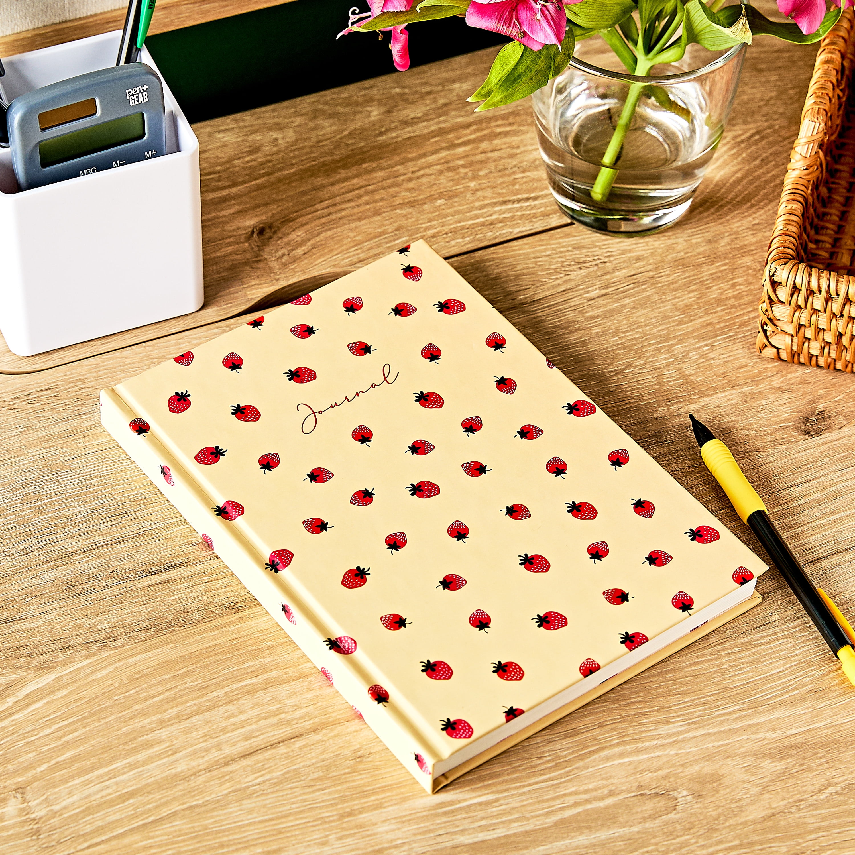 Pen+Gear Red Strawberry Journal, 6 in x 8.5 in, 200 Ruled Pages