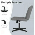 thumbnail image 5 of Dkelincs Criss Cross Chair No Wheels Comfy Wide Cross Legged Armless Vanity Chair Height Adjustable Office Desk Chair for Bedroom Makeup Room, Support 250 lbs, Gray, 5 of 7
