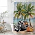 thumbnail image 4 of Summer Palm Trees Bathroom Shower Curtains with 12 Hooks Polyester Waterproof Shower Curtain for Stalls and Bathtubs Beach Fall Pumpkins Seaside Vintage Car Decorative Bathroom Curtain 72"x72", 4 of 9