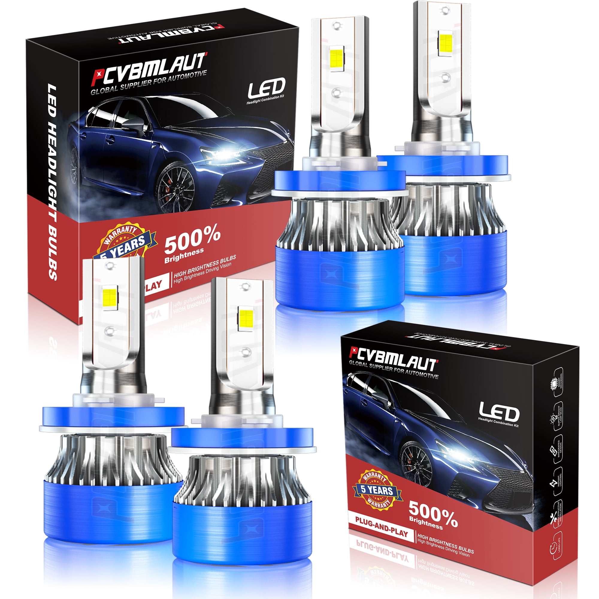 H11 H8 H9 LED Headlight Conversion Bulbs H11+H11 High Low Beam Fog