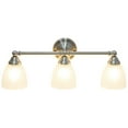 thumbnail image 2 of Simple Designs 25" Classic 3 Light Metal Bar and Frosted Cone Shape Glass Shades Decorative Wall Mounted Vanity Fixture For Bathroom, Entryway, Hallway, Brushed Nickel, 2 of 7