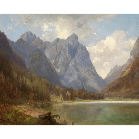 YGC Carl Hasch 'Toblacher See Lake' Oil on Canvas Art - Multi