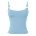 thumbnail image 6 of Wang6 Women Spaghetti Strap Cropped Camisole Trendy Sleeveless Cami Undershirts Square Neck Summer Tops Tees Light Blue XS, 6 of 6