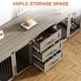 thumbnail image 4 of Wiilayok 94.5" Dog Crate Furniture for 2 Large Medium Dogs, Wooden Dog Kennel TV Stand with 3 Storage Drawers, 4 Bowls & Locks, Gray Indoor Dog House, 4 of 9