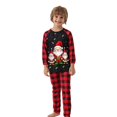 thumbnail image 2 of Family Christmas Pajamas Matching Sets Casual Graphic Santa Printed Plaid Long Sleeve and Pants Outfits Cozy PJ Loungewear Kids Black 5Y, 2 of 5