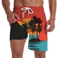 thumbnail image 4 of CHENge Men's Board Shorts Long Breathable Tropical Print Quick-Dry Spring Break Swim Trunks with Soft Mesh Lining Stretch Fabric Beach Shorts Bathing Suits, 4 of 5