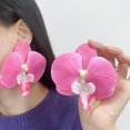 thumbnail image 2 of Boho 3D Flower Dangle Earrings for Women Exaggerated Large Butterfly Orchid Floral Statement Charms Drop Lightweight Elegant Dangling Wedding Birthday Beach Jewelry Gifts, 2 of 9