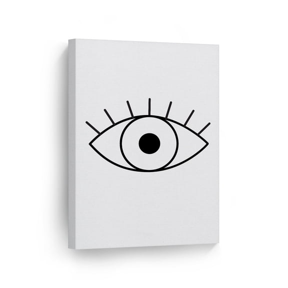Smile Art Design Black and White One Line Minimalism Art Eye Drawing Painting Abstract Canvas Wall Art Print Office Living Room Dorm Bedroom Aesthetic Modern Home Decor - 40x30
