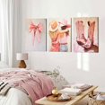 thumbnail image 3 of JANS.NO1 Pink Cowgirl Canvas Wall Art Western Boots Coquette Bow Girls Painting Picture Set of 3, 3 of 6