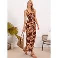 thumbnail image 4 of DARING DIVA Women's Smocked High Waist Beach Wide Leg Overalls with Pockets X-Small Orange, 4 of 6