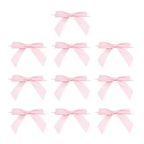 10Pcs Twist Tie Bows,Pink Satin Ribbon Bows,2.7" Pre Tied Bow with Wire for Gift Wrapping Treat Bag Present Craft Birthday Party Bridal Shower Christmas Wedding