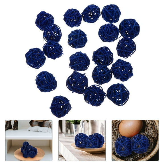 STOBOK 20Pcs Weaving Rattan Balls Blue Decorative Balls for Centerpiece Bowls and Photo Props