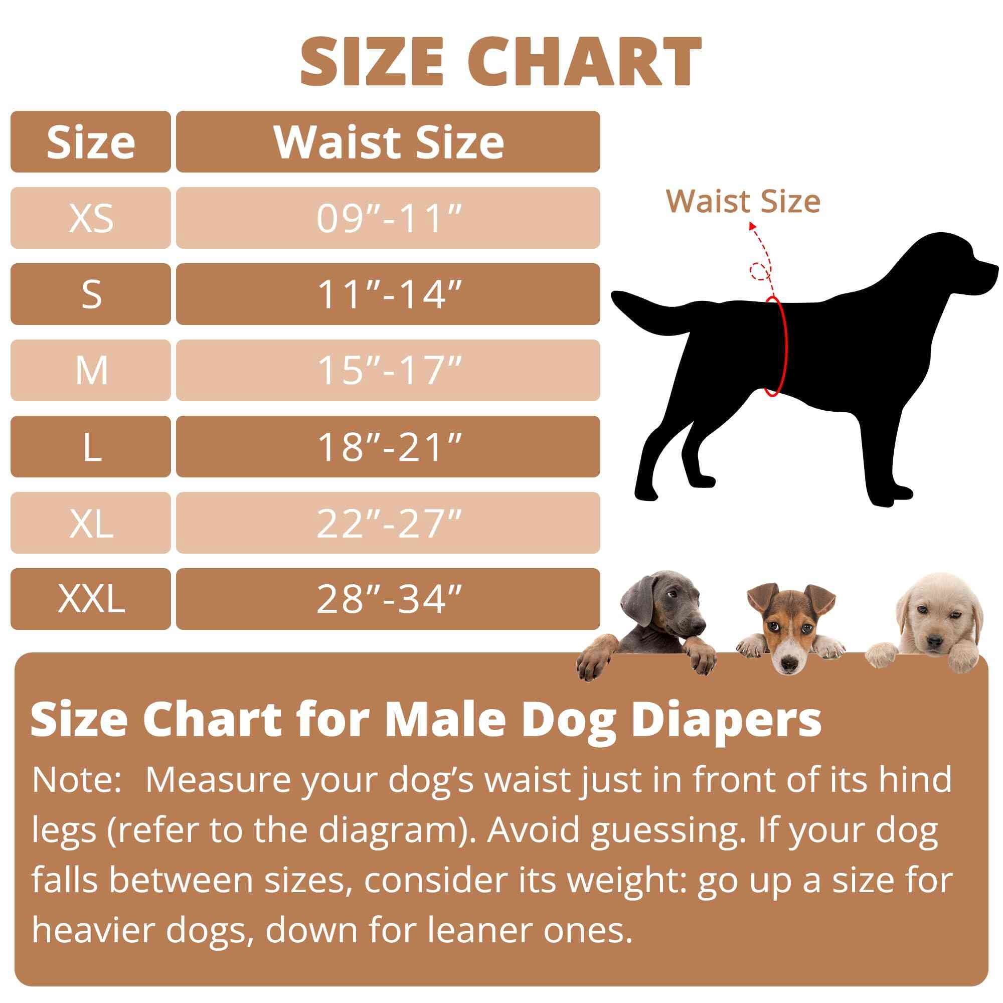 Paw Legend 4 Pack Washable Dog Diapers Male Dog Belly Bands for Male Dogs Diapers Reusable Puppy & Doggie Diapers Male (Medium)