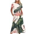 thumbnail image 1 of Mefallenssiah Mode Femmes Col Rond Manches Courtes Robe Imprimée, 1 of 4