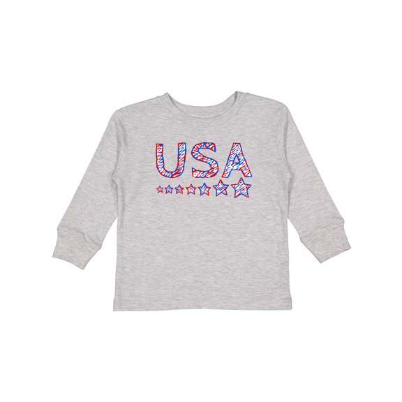 Inktastic Fourth of July USA Red, White, and Blue Boys or Girls Long Sleeve Toddler T-Shirt