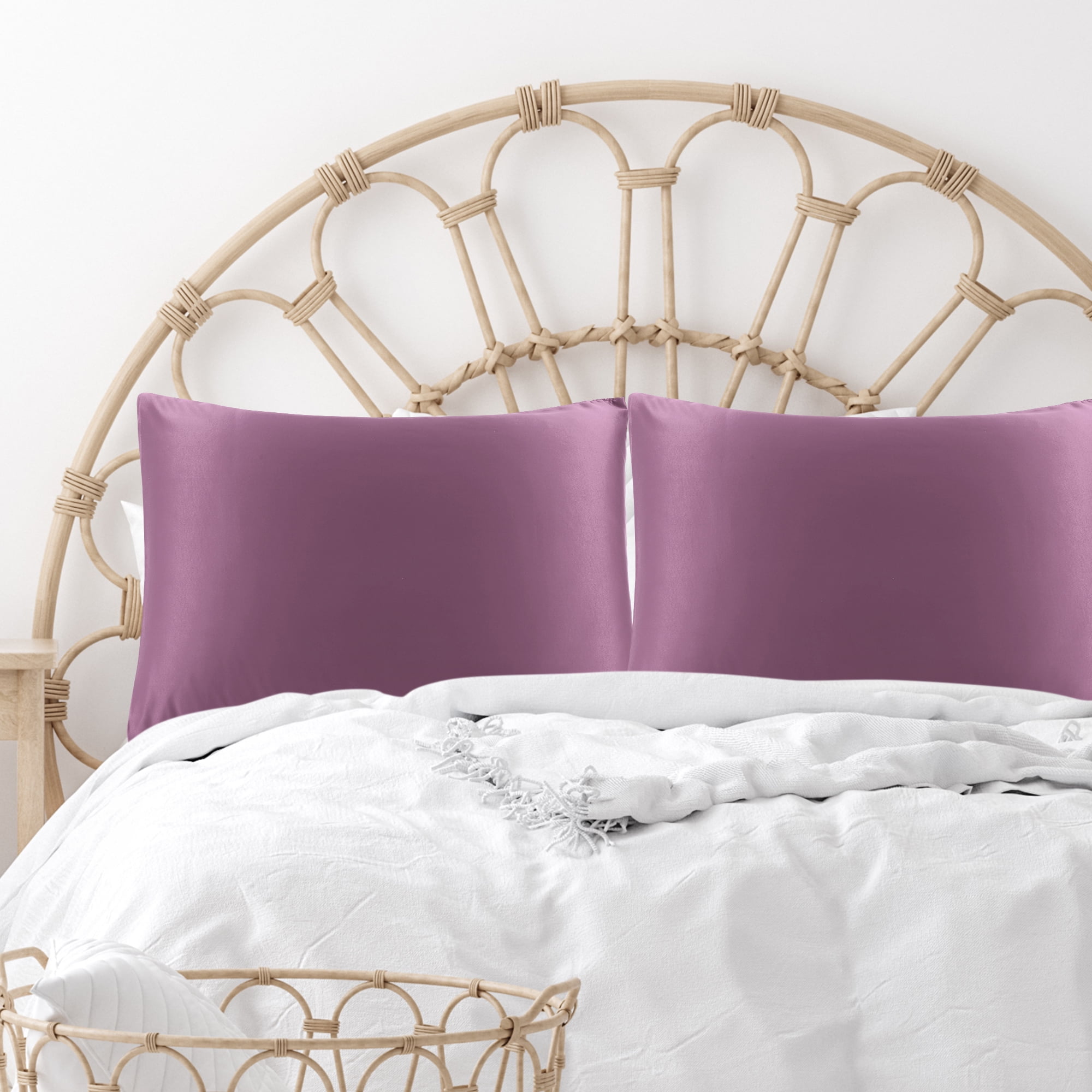 Unique Bargains 4 Pack Satin Pillowcases for Hair and Skin, Mauve Standard