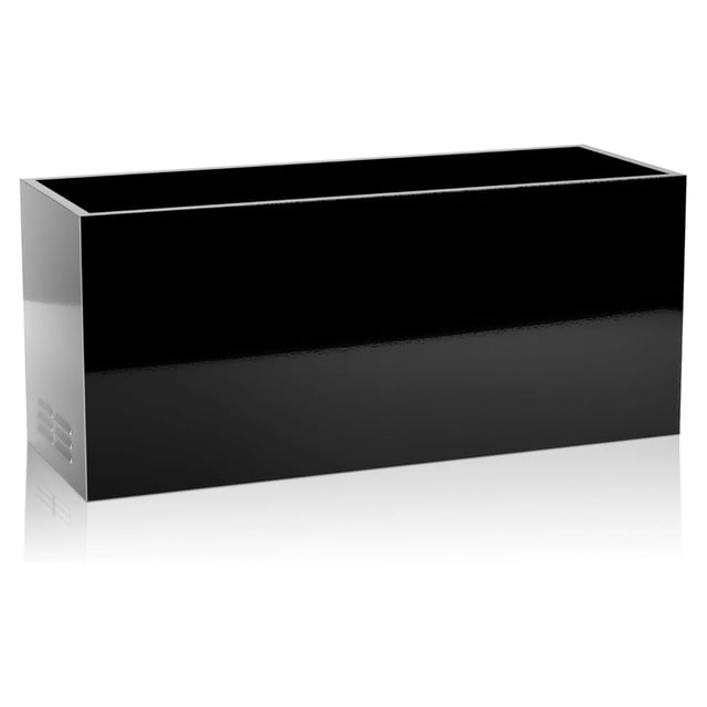 Worth Metal Planter Box with Insert Plate & Drain Holes, 30" Long, Glossy Black