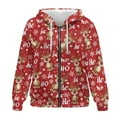 thumbnail image 3 of Garronmavis Christmas Reindeer Women Full Zip Up Oversized Sweatshirts Smooth Loose Womens Fashion Tops Hoodies Washable Casual Long Sleeve Outerwear Winter Outfit with Pocket, 3 of 7