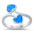 thumbnail image 1 of Blue Simulated Opal Overlap Twin Heart Ring Sterling Silver Size 7, 1 of 3