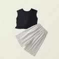 thumbnail image 2 of Zpanxa Girls 2 Piece Outfits Irregular Drop Shoulder Sleeveless Top and Striped Wide Leg Pants Set 5 Years, 2 of 7
