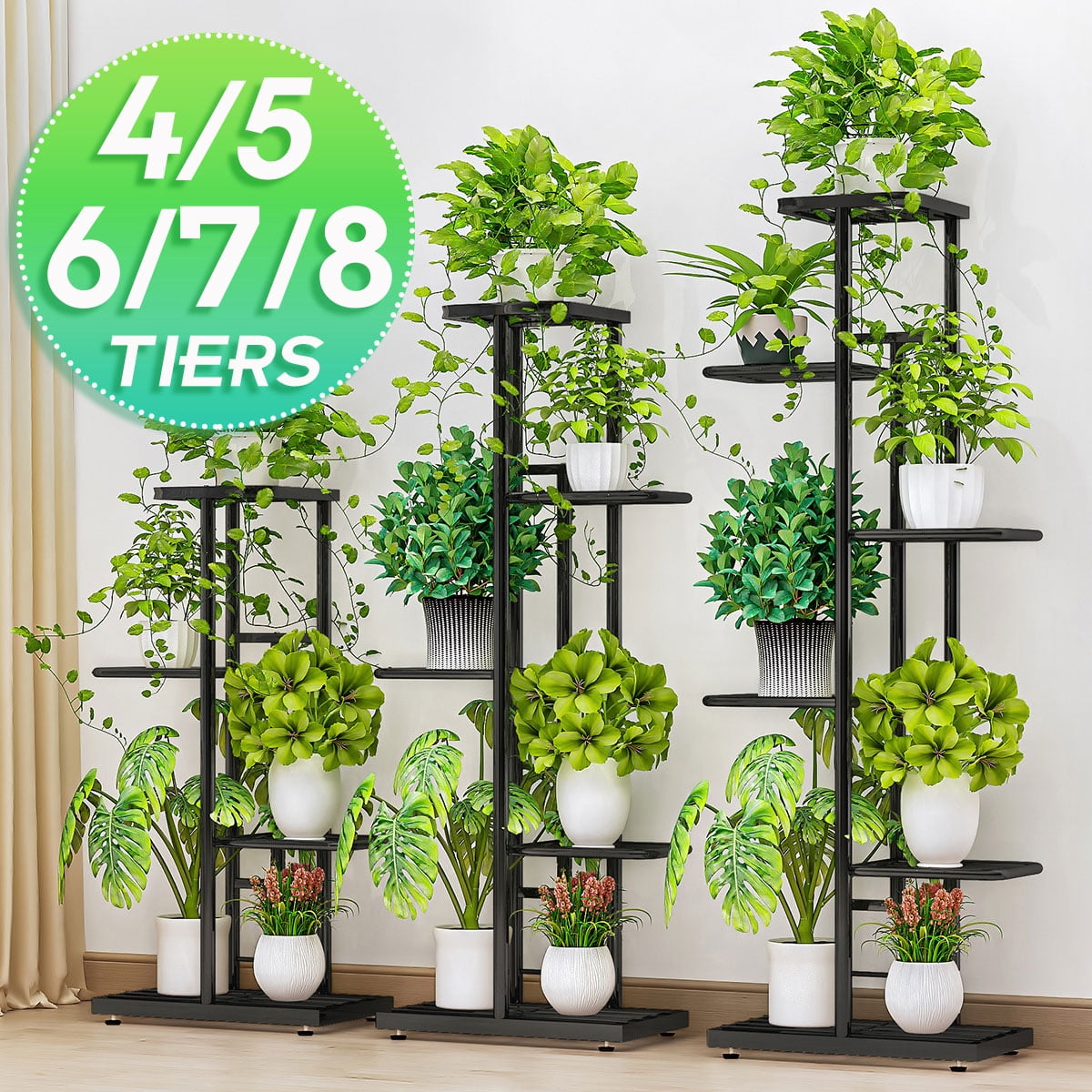 6-Tier Metal Outdoor Indoor Pot Plant Stand Garden Decor Flower Rack Holder 