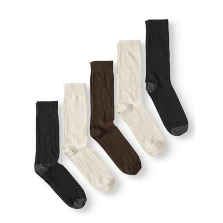 George Men's Big & Tall Cotton Crew Socks, 5 Pack