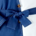 thumbnail image 4 of WMQPNNS Girls Denim Overall Dress Blue Dress for Age 5-6 Years Color Block Jeans Patchwork Casual Dress Cold Shoulder Long Sleeve Button Dress, 4 of 5