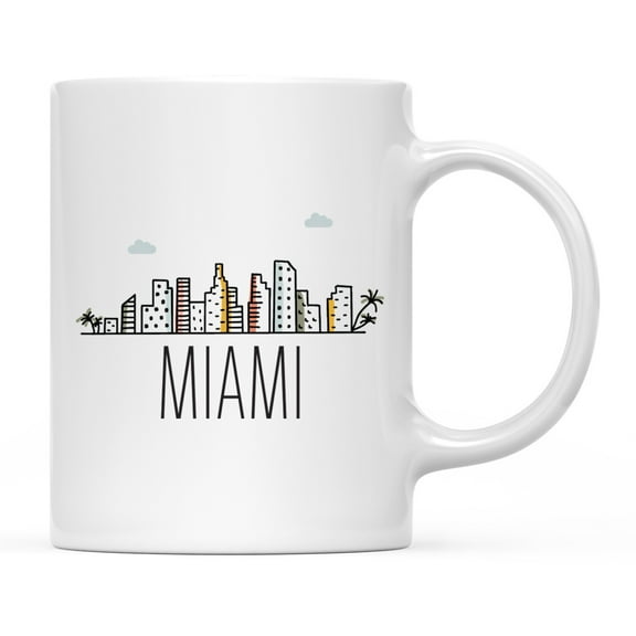 Koyal Wholesale Colorful City Skyline Graphic Ceramic Coffee Mug, Miami