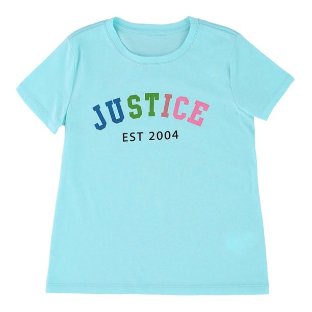 Playera Para Niña Justice Manga Corta Aqua Talla 14