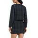 thumbnail image 3 of Conjunto de falda de 2 piezas para mujer INSPIRE CHIC, blazer de tweed a cuadros, chaqueta de manga larga con botones, conjuntos de falda corta en azul oscuro, 3 of 7
