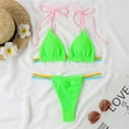 thumbnail image 5 of WREESH Womens Two Piece Swimsuit String Bikini Sets Fashion Solid Swimwear Bikini Split Swimsuit Set Beach Bathing Suit Mint Green, 5 of 5