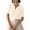 beige, variant on Women Short Sleeved Knit Sweater Top Solid Color Turn Down Collar V Neck Casual Soft Pullover