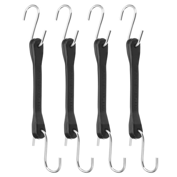4Pack 6" Bungee Cords with Hooks for Securing Tarps Cargo Trucks Canvases, Black